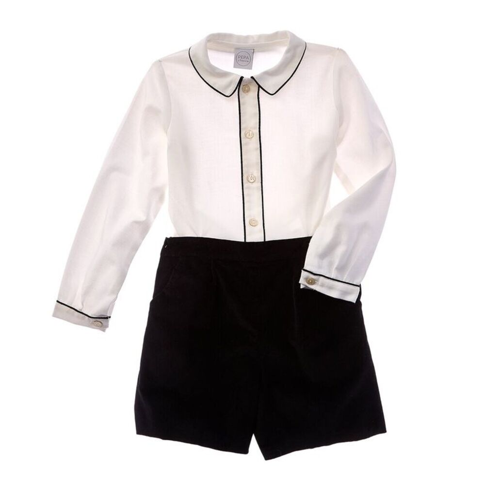 Pepa London Girls  Velvet Romper, White